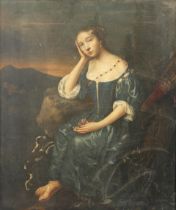 Circle of Pierre Mignard (Troyes 1612-1695 Paris) Portrait of a young lady as Diana, seated in a...