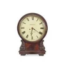 A William IV/early Victorian mahogany wall clock the later painted dial signed Jordan, Chesham,