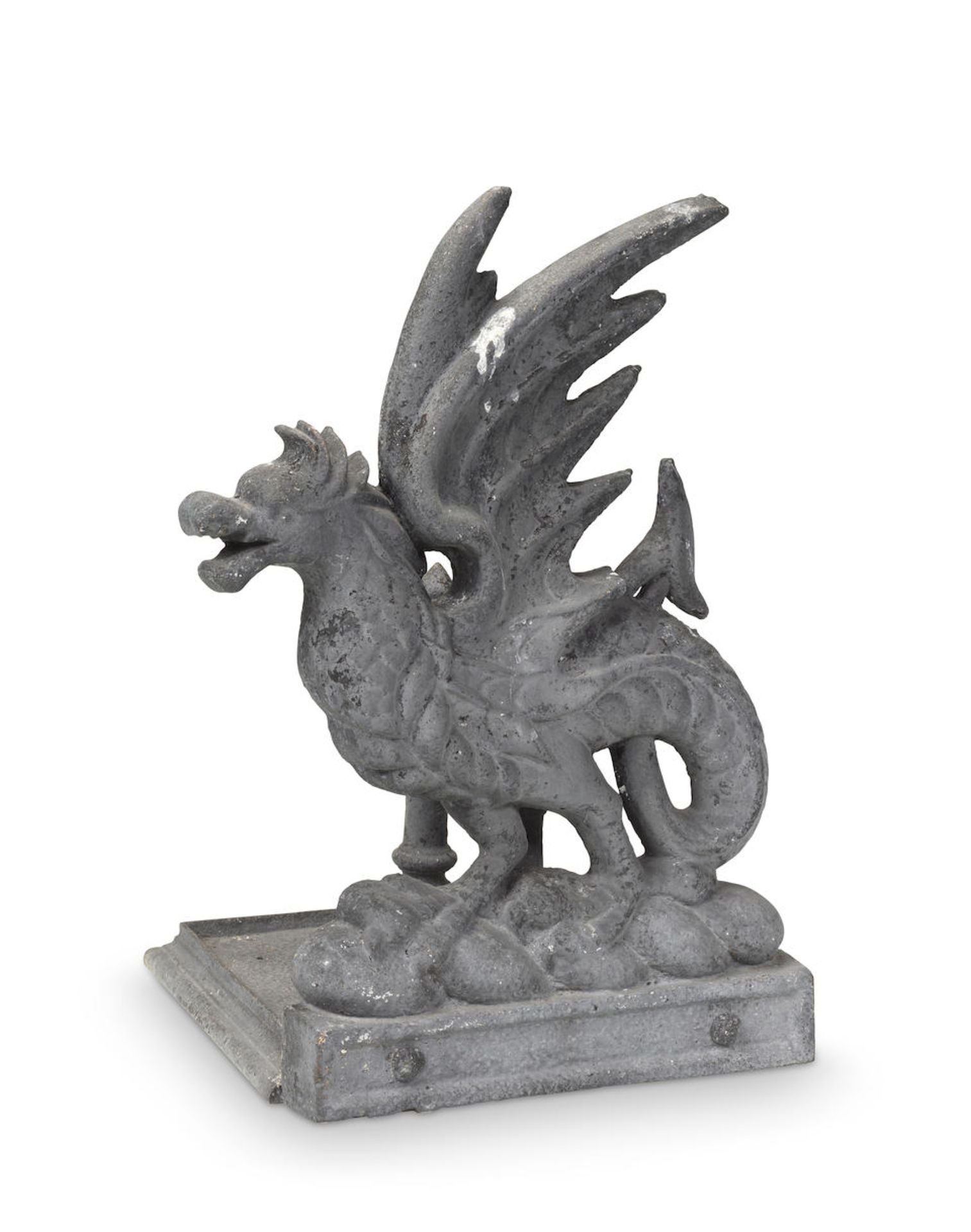 A large late Victorian cast iron dragon boot scraper