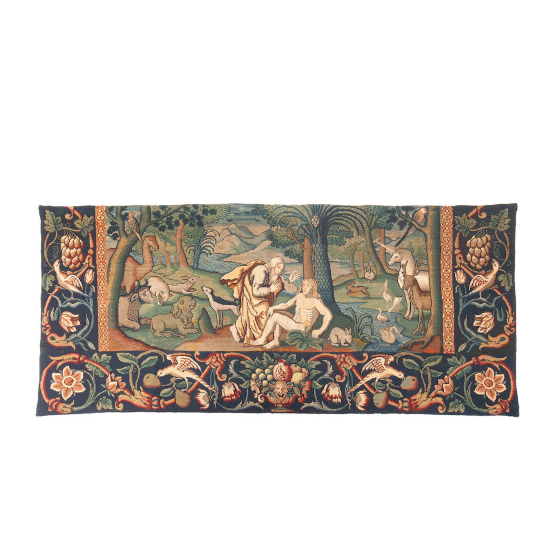 A needlework hanging 17th century and heavily reworked, probably English