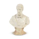 A carved white marble bust of a gentleman in 17th century dress, possibly Henri IVprobably Frenc...