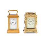 Two early 20th century French gilt brass miniature carriage timepieces 2