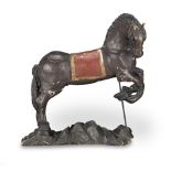 A carved and polychrome model of St George's horse probably South German, circa late 15th/early ...
