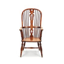 A large elm, yew and beech Windsor chair formerly belonging to the celebrated comedian, satirist...