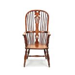 A large elm, yew and beech Windsor chair formerly belonging to the celebrated comedian, satirist...