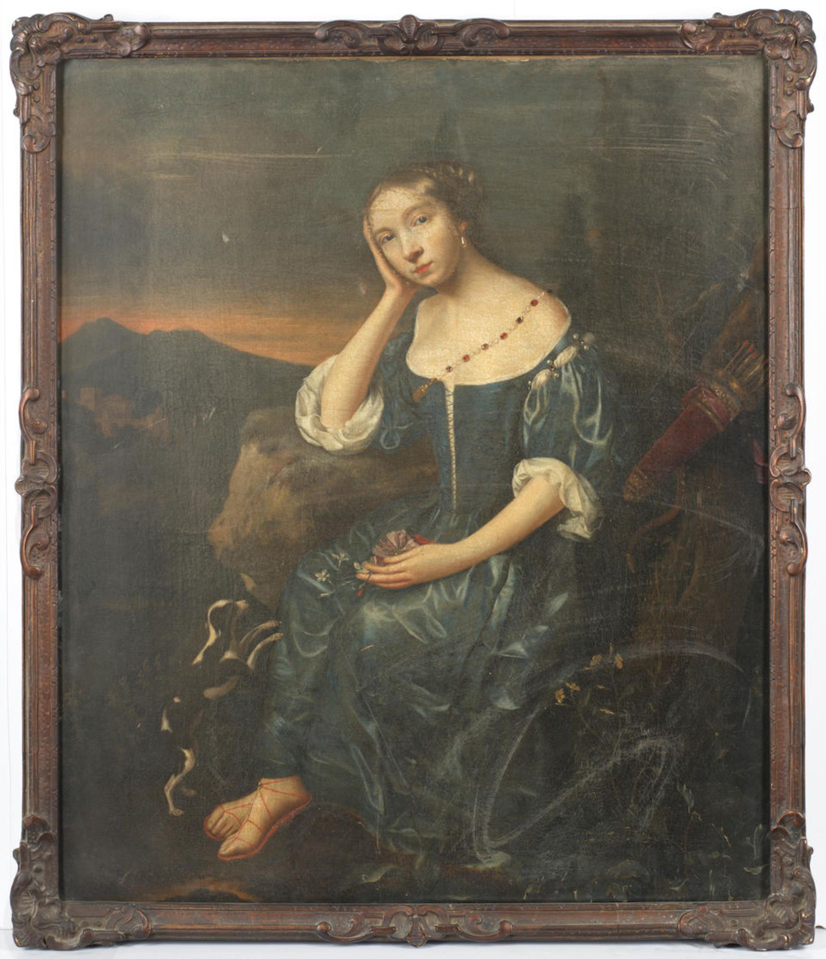 Circle of Pierre Mignard (Troyes 1612-1695 Paris) Portrait of a young lady as Diana, seated in a... - Image 2 of 3