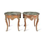 A pair of French early 20th century gilt bronze mounted rosewood gueridonsin the Louis XV style (2)