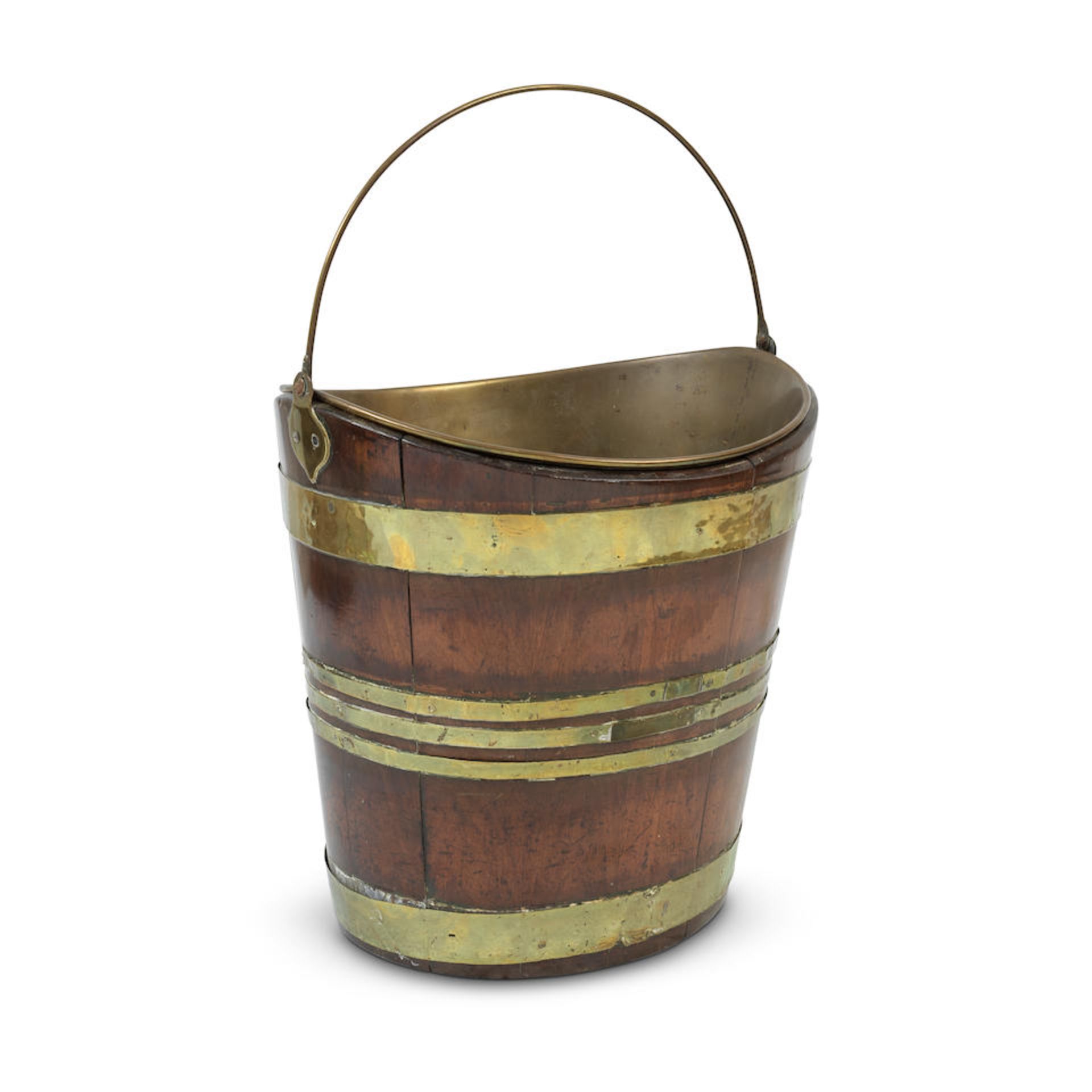 A 19th century brass banded mahogany bucket probably Dutch