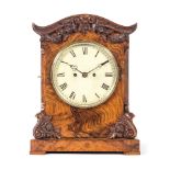A third quarter 19th century figured walnut bracket clock