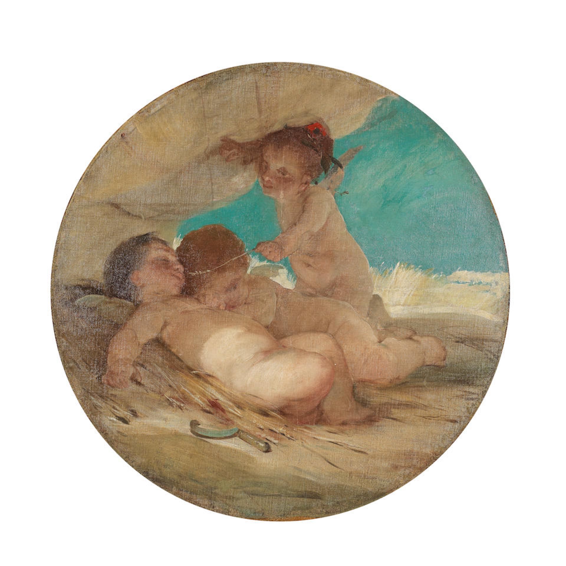 Spanish School, 19th Century Sleeping putti