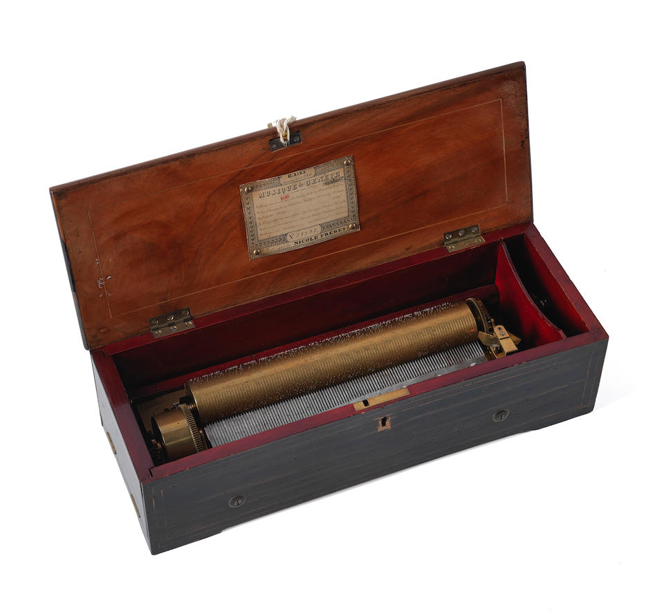 A Nicole Freres key-wound cylinder musical box, Swiss, circa 1860,