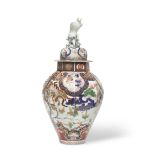 A Japanese porcelain Imari pattern vase and cover probably late Meiji period