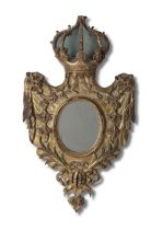 A Central or Eastern European 18th century giltwood and polychrome decorated picture frame or mi...