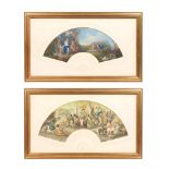 Two similarly mounted and framed watercolour and gouache fan cartoons probably English, late 18t...