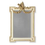 A French late 19th/early 20th century painted, parcel gilt and gilt composition mirror 1895-1915...