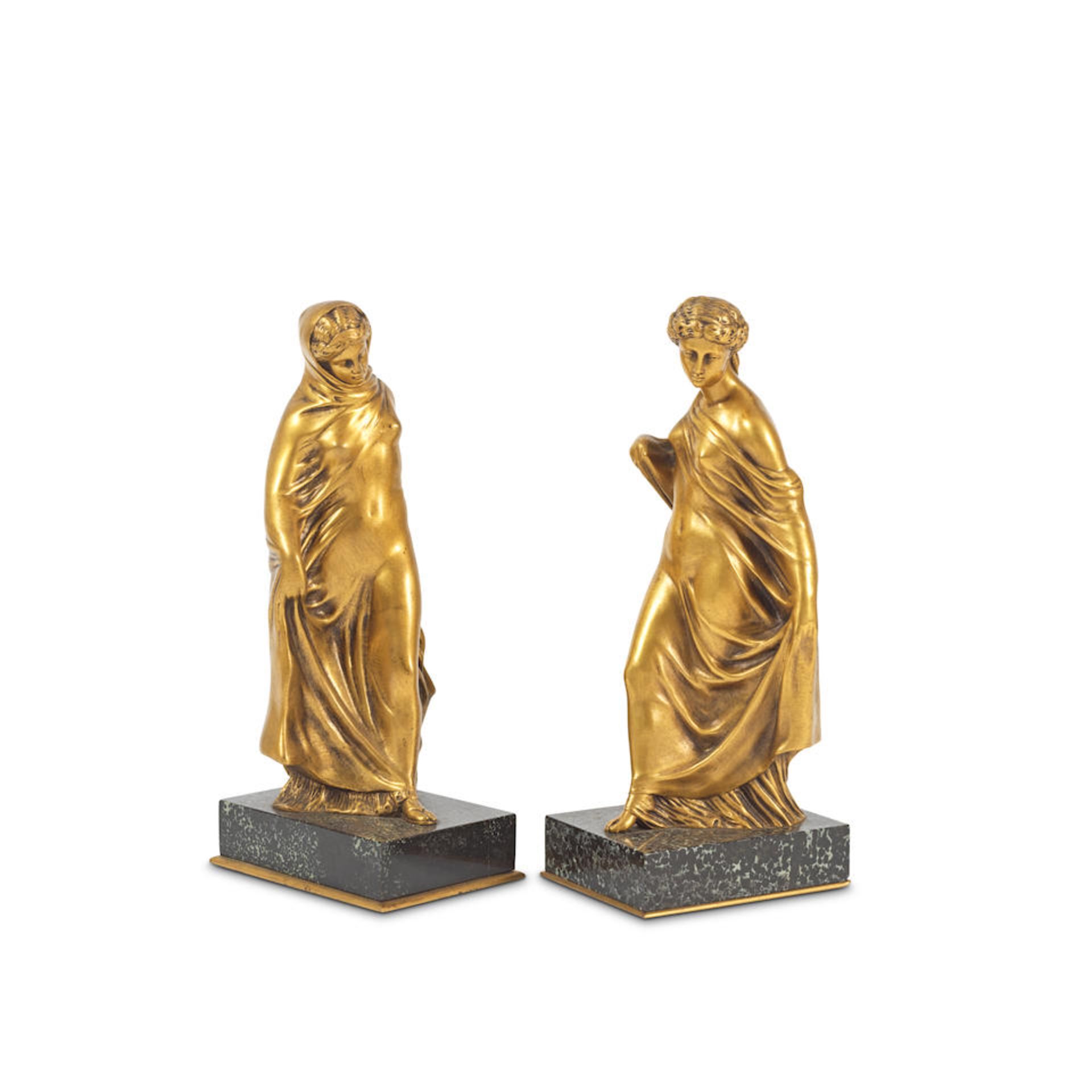 A pair of late 19th/early 20th century French gilt bronze figures of classical muses (2)