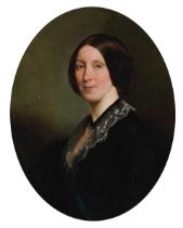 Attributed to Alphonse Muraton (1824-1911) Portrait of a lady oval 72.5 x 57cm (28 9/16 x 22 7/...