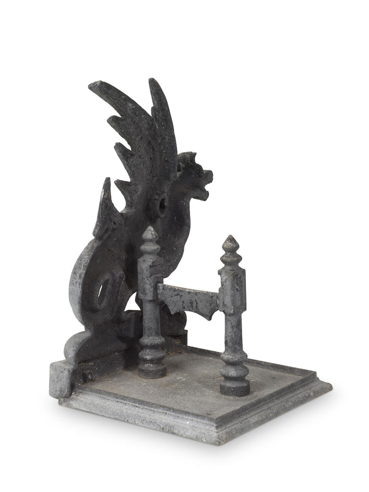 A large late Victorian cast iron dragon boot scraper - Image 2 of 2