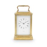 A late 19th / early 20th century brass carriage clock the dial signed for Hry Marc, Paris, the ...