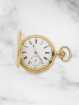 An 18K gold full hunter minute repeating keyless wind pocket watch Montre de gousset en or jaune...