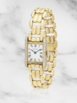 Cartier. A lady's 18K gold and diamond set quartz bracelet watch Cartier. Montre bracelet de dam...