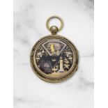 Ls. Duchene & Fils. An unusual and rare gilt metal and enamel decorated key wind open face pocke...