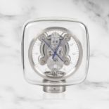 Jaeger-LeCoultre. A remarkable glass enclosed perpetual wind Atmos clock with month calendar and...