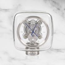 Jaeger-LeCoultre. A remarkable glass enclosed perpetual wind Atmos clock with month calendar and...