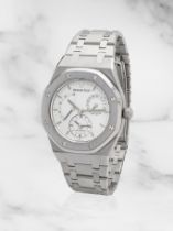 Audemars Piguet. A fine stainless steel automatic calendar bracelet watch with power reserve ind...