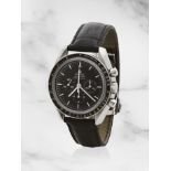 Omega. A stainless steel manual wind chronograph wristwatch Omega. Chronographe bracelet en acie...
