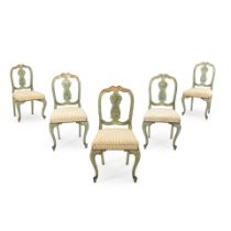 FIVE FRENCH PROVINCIAL-STYLE PAINTED DINING CHAIRS
