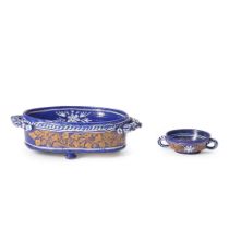 NEVERS FAIENCE BASIN AND TWO-HANDLED BOWL