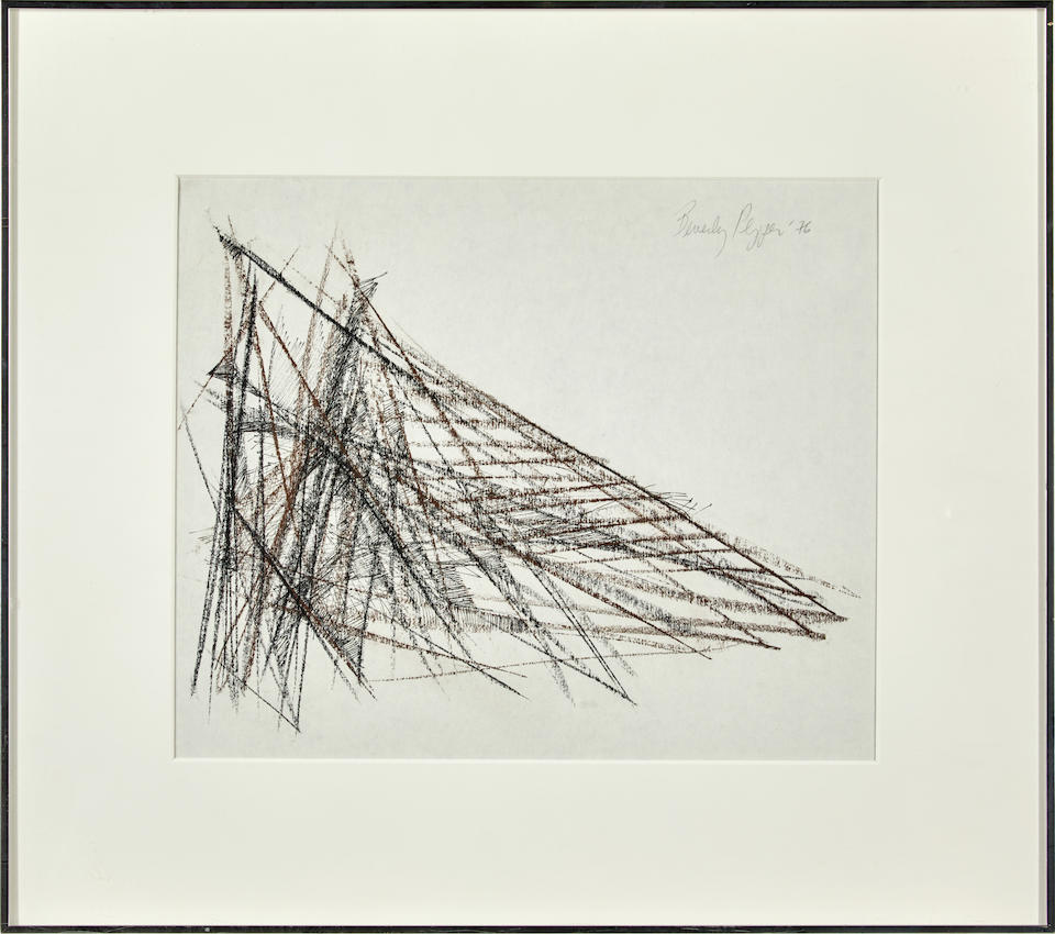 BEVERLY PEPPER (AMERICAN, 1922-2020) ABSTRACT GRPHITE SKETCH