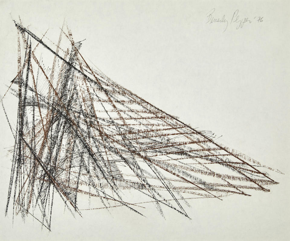 BEVERLY PEPPER (AMERICAN, 1922-2020) ABSTRACT GRPHITE SKETCH - Image 3 of 3