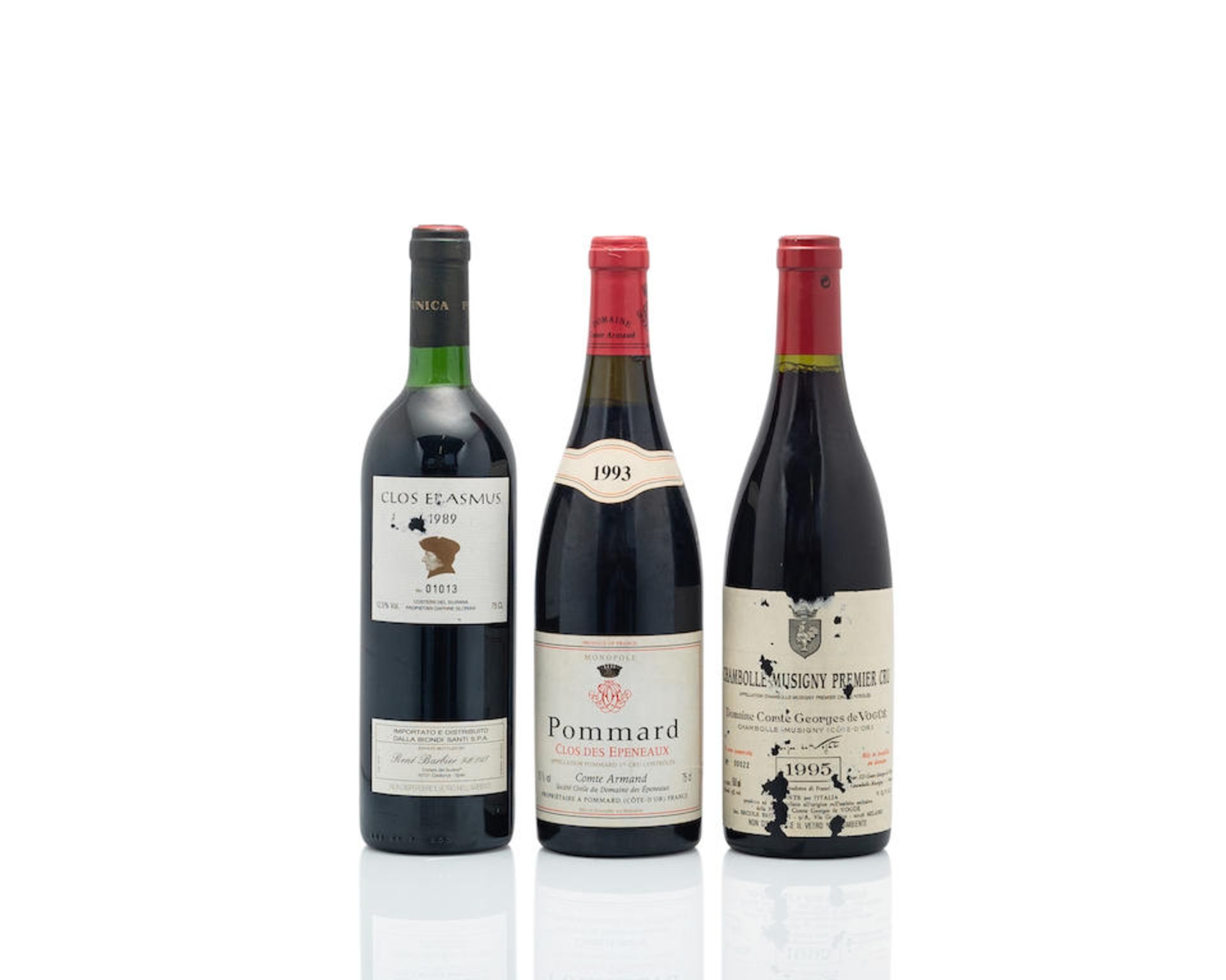 Priorat Clos Erasmus 1989, René Barbier (1) Pommard 1er Cru, Clos des Epeneaux 1993, Domain...