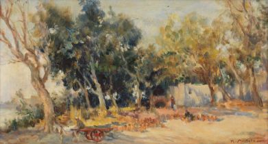 Kamel Moustafa (Egypt, 1917-1982) Village Scene