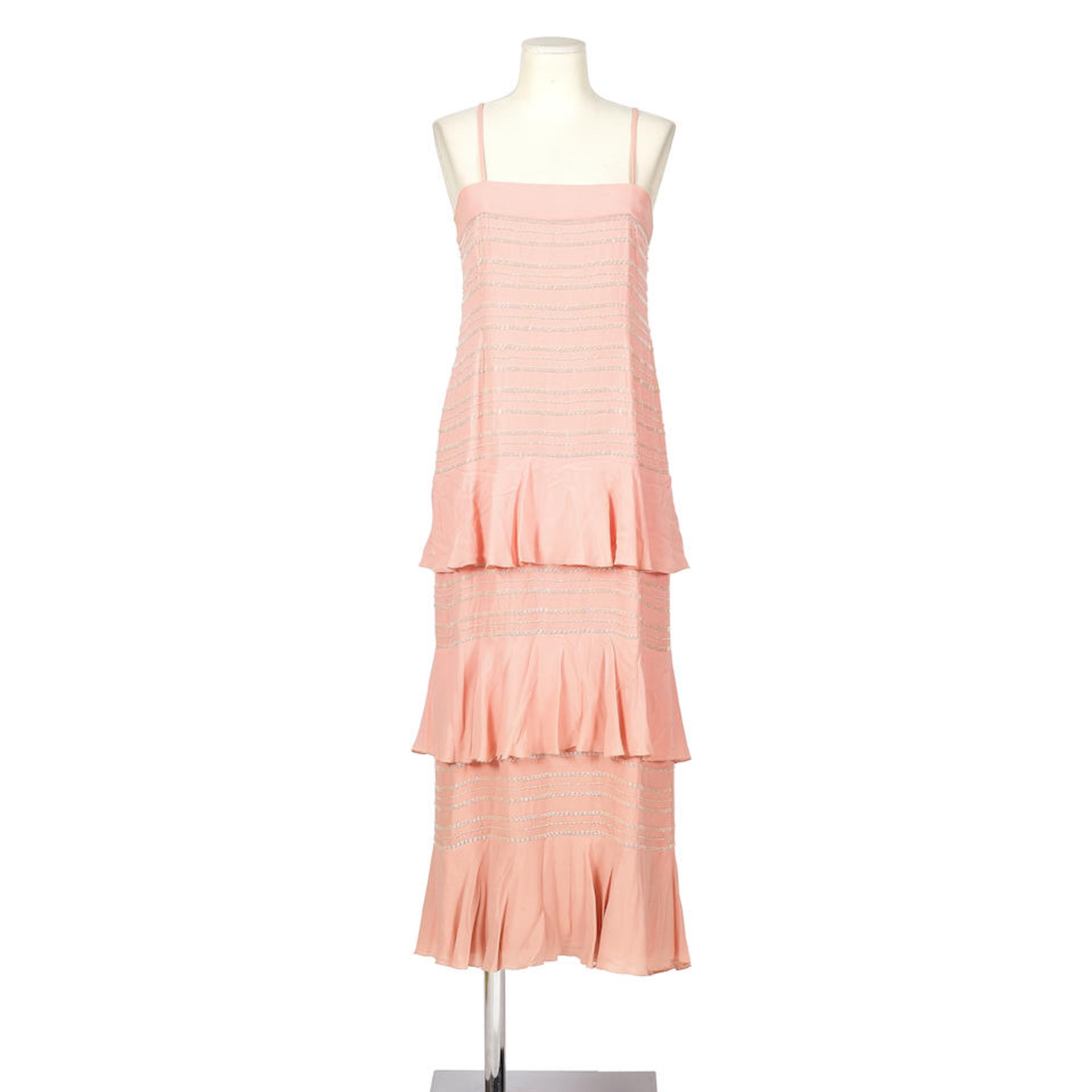 CHLOE, collection Prêt à Porter, circa 1978. Robe du soir longue en crêpe rose.