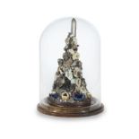 A 19th century mineral specimen display with glass dome