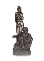 Bruno Zach (Austrian, 1891-1945): A patinated bronze Orientalist figural group of 'The Slave Tra...