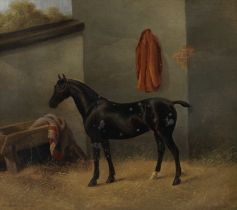 Charles Edward Brittan (British, 1870-1949) Portrait of a brown horse in a stable