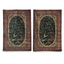 A pair of Qum carpets Central Persia, mid to late 20th century 203cm x 136.5cm