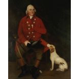English School, early 19th Century A huntsman seated with his faithful dog