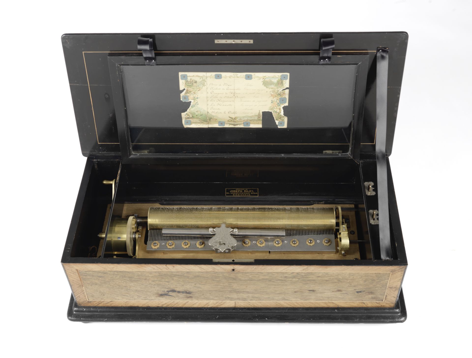 A Thomas Dawkins Mandolin Cylinder Musical Box, Swiss, late 19th century,