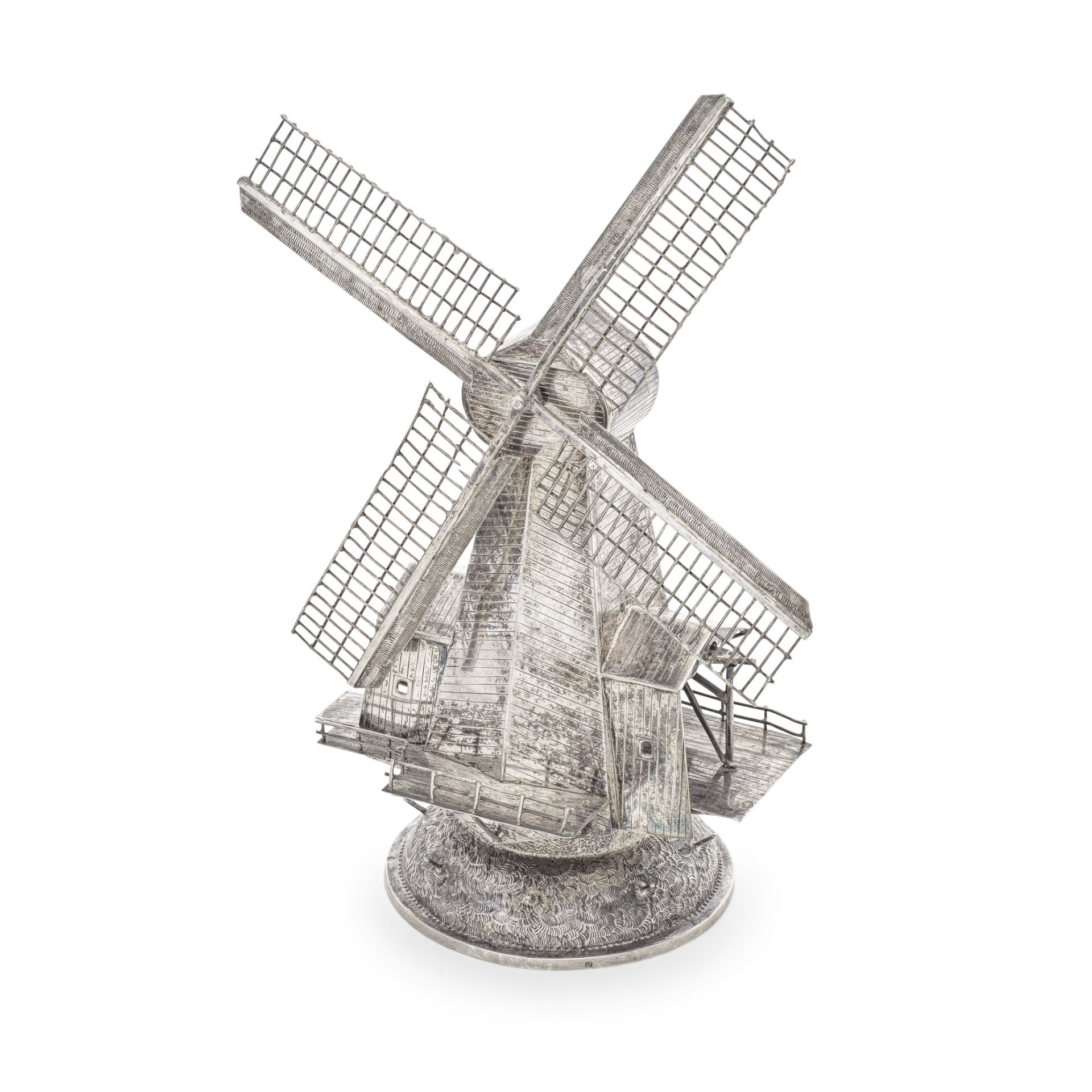 A Dutch silver presentation table 'windmill' J de Vries, Leeuwarden / Assen 1929, marked .833