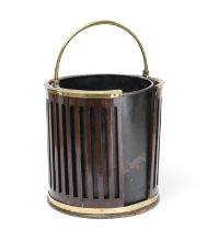 A George III mahogany and brass bound and mounted plate bucket