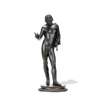 A late 19th/early 20th century Italian patinated bronze model of Narcissus cast by the Bucciano ...