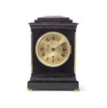 A late 19th century ebonised and lacquered brass 'timekeeping' fusee timepiece the dial signed ...