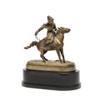 After Evgenii Lanceray (Russian, 1824-1887): A patinated bronze equestrian figure of Kirgiz