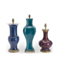 Three Chinese porcelain vases adapted as table lamps probably late 19th / early 20th century (3)