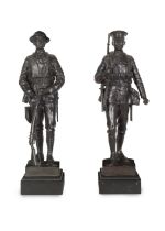 After George Edward Wade (British, 1853-1933): A pair of patinated bronze figures of Grenadier G...